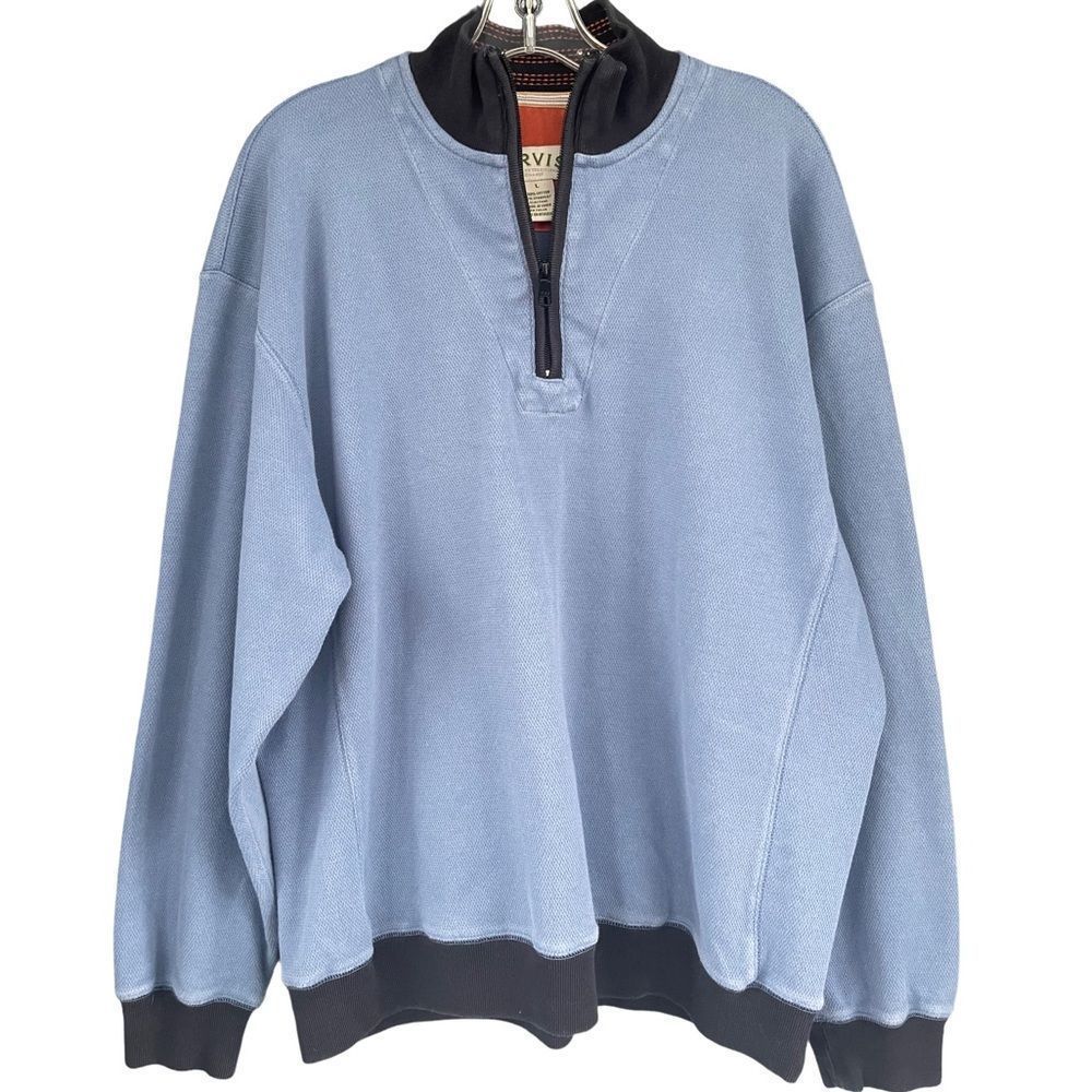 ORVIS Light Blue 1/4 Zip Sweater Size Large